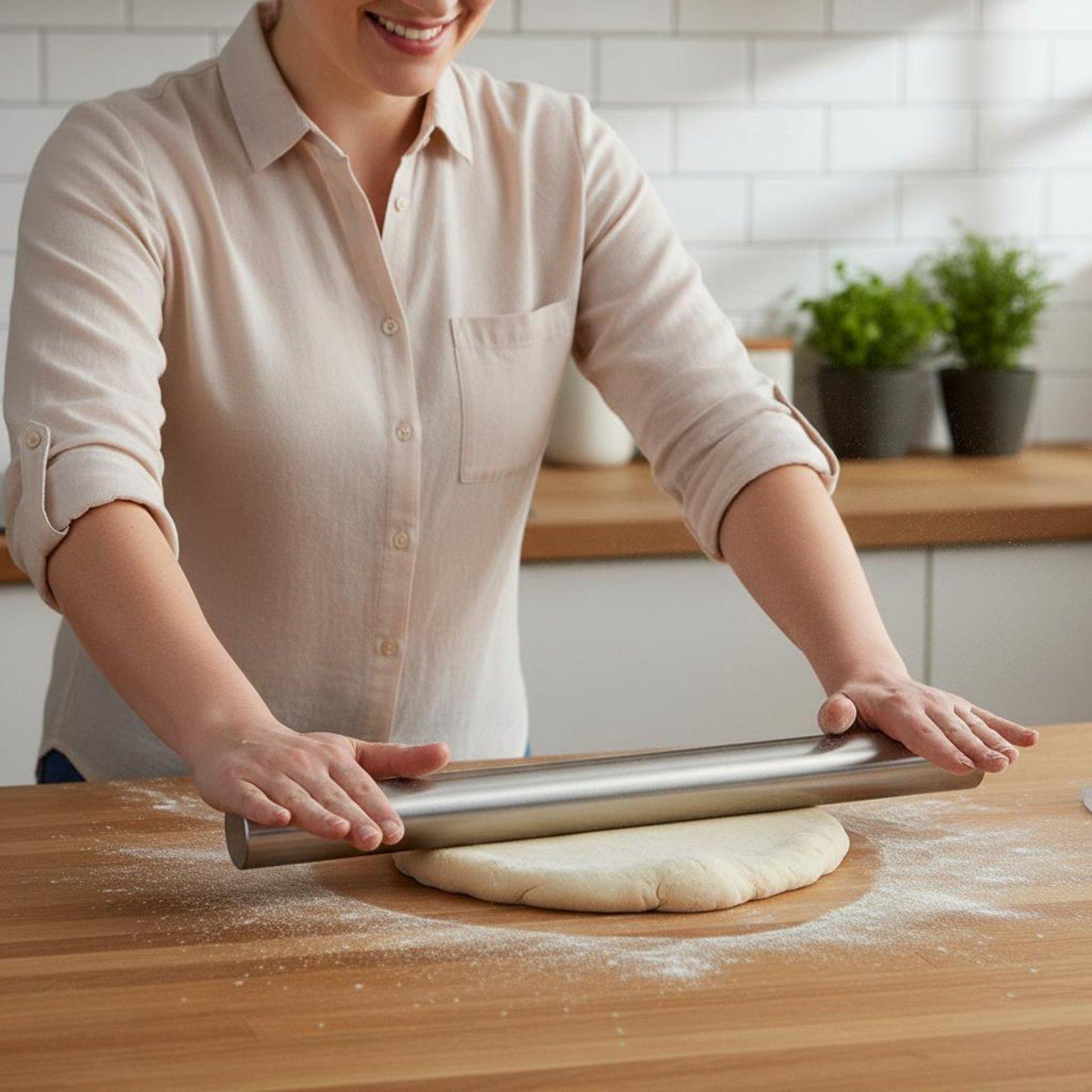 Kitchen Roller Baking - Profesyonel Paslanmaz Çelik Hamur Açma Silindiri,