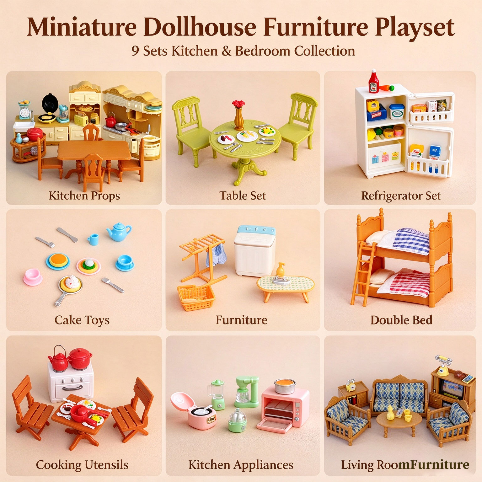 Kitchen Uncle - 1:12 Ölçekli Bebek Evi Minyatür Mobilya