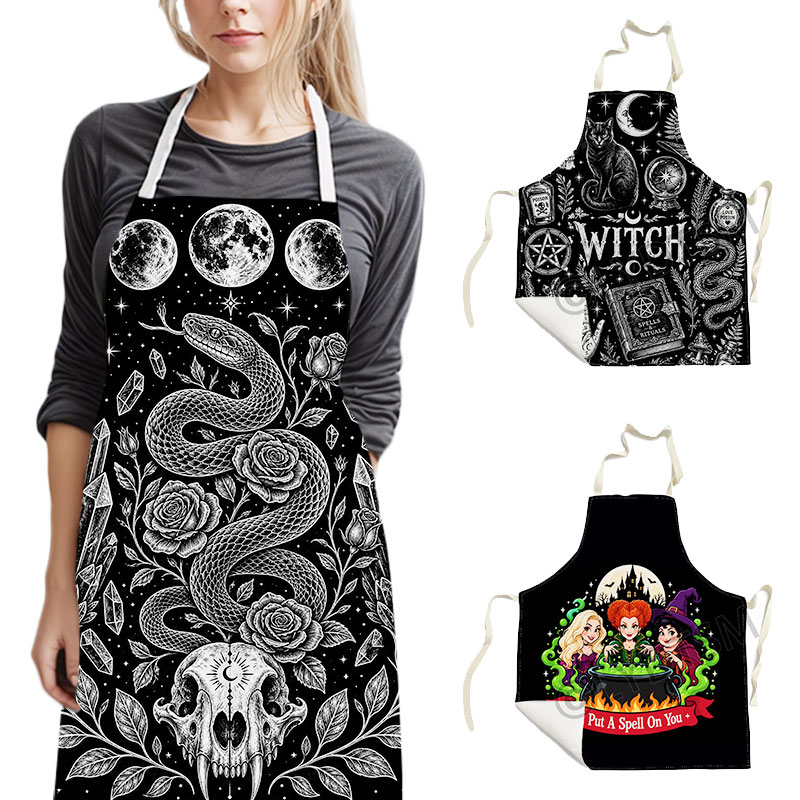 Kitchen Witch Baking - Gotik Cadı Temalı Gizemli Önlük, Yılan,